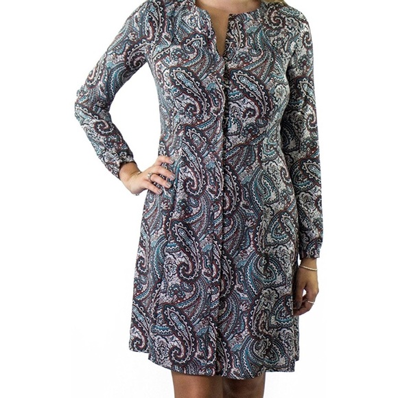 Women’s Paisley Button Front Dress - Picture 1 of 7